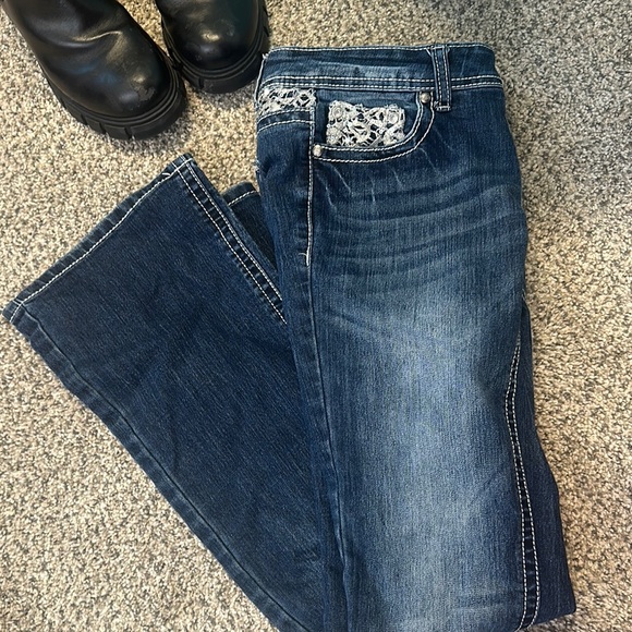 Soundgirl Blue Jeans with Lace Detail - Picture 1 of 4